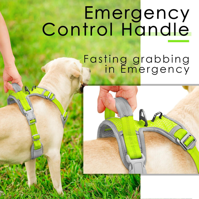 ThinkPet No Pull Harness Breathable Sport Harness with Handle-Dog Harnesses Reflective Adjustable for Medium Large Dogs,Back/Front Clip for Easy Control S Bright Green Star Green - PawsPlanet Australia