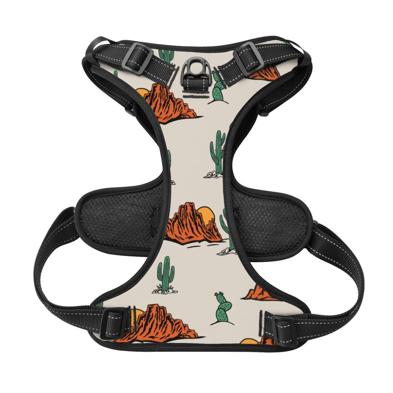 No Pull Dog Harness for Large Dogs Easy Walk Dog Vest Adjustable Collars Harnesses & Leashes Set Breathable Oxford Outdoor Walking Safety Reflective Strip Western Theme Cactus Cowboy Prints - PawsPlanet Australia