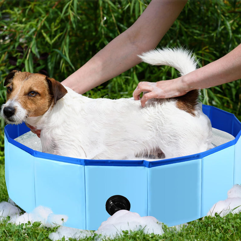 32 x 8 Inch Foldable Dog Pool, Pet Swimming Pool, Portable Dog Pool, PVC Collapsible Pet Pool for Indoor and Outdoor Cat and Dog Shower Bathtub (Blue, 32 x 8in) Blue, 32×8in - PawsPlanet Australia