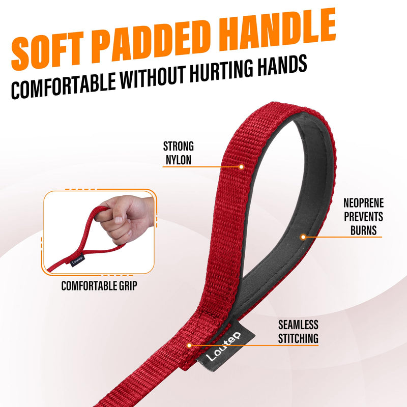 Dog Training Leash - Long Line for Recall & Obedience, Nylon Training Lead with Padded Handle, 15 ft / 20 ft / 30 ft / 50 ft / 100 ft - Long Leash for Dogs Outside, Small/Medium/Large 50ft Red - PawsPlanet Australia