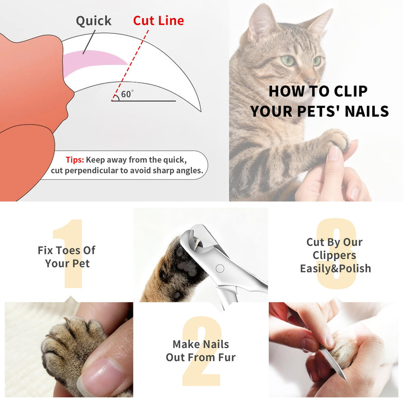 Dog Nail Clippers - All Steel Material, Dog Nnail Trimmers with Built-in Spring, Cat Nail Clipper for All Dogs Cats, Professional Pet Nail Clippers with Free Nail File
