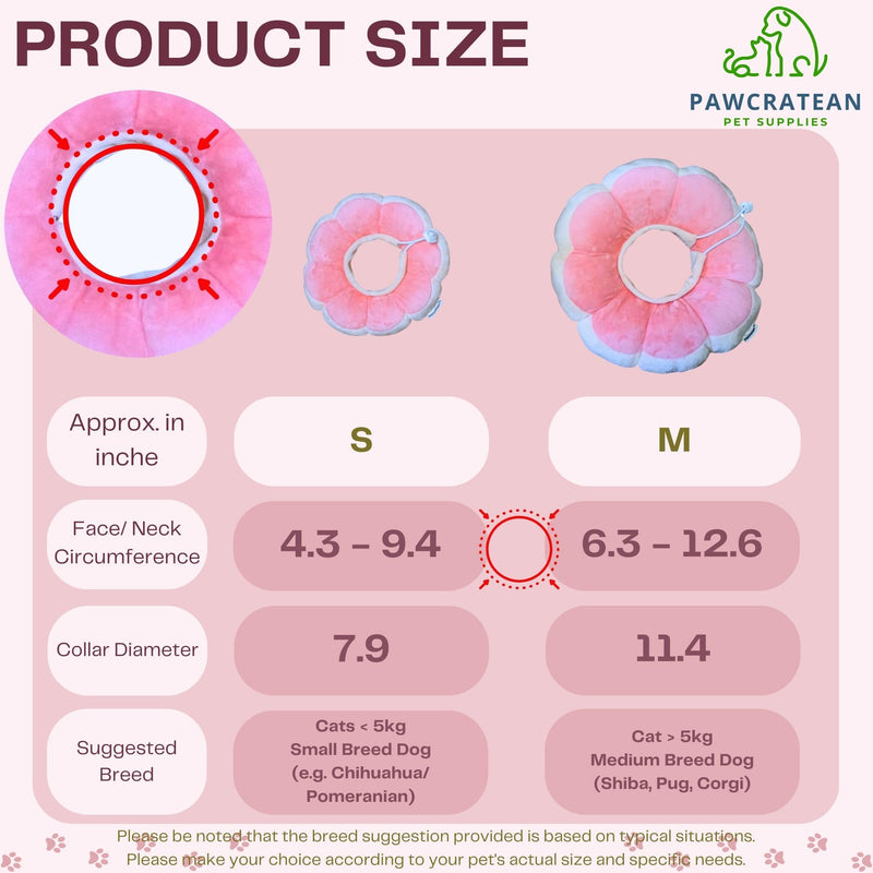 Adjustable Comfy Flower Style Elizabeth Collar for Cats Puppies Soft Recovery Cone Pet Protective Neck Collar (Pink, Small) Pink