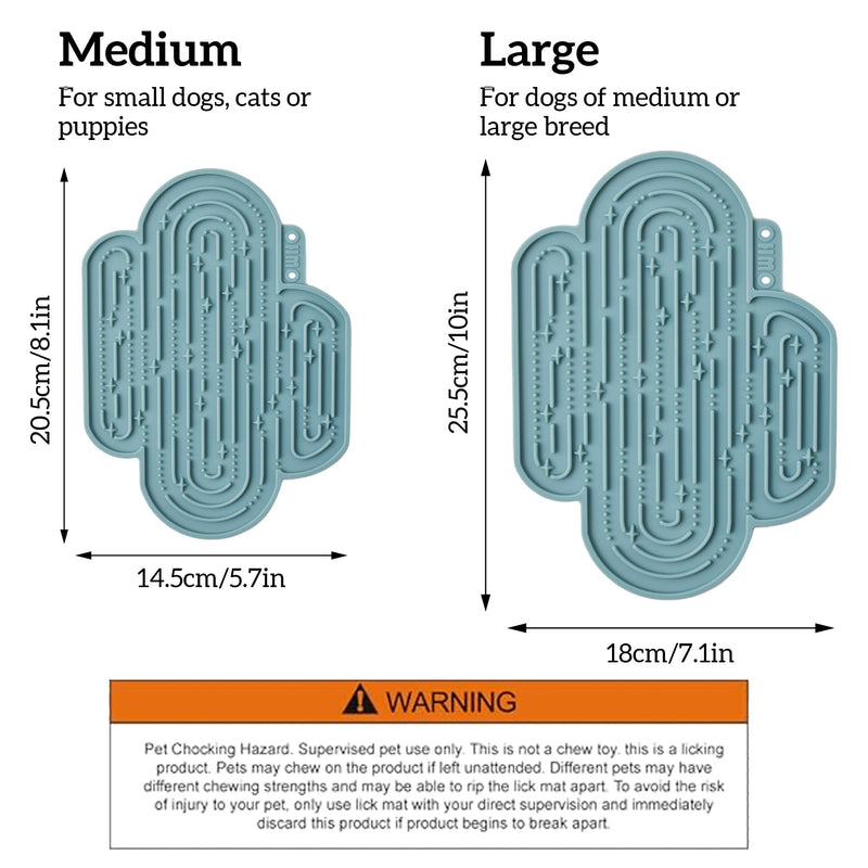 OHMO-Cactus Lick Mat for Dogs and Cats(2 Pack) Easy to Clean Pet Slow Feeder with Suction Cups, Licking Pad for Anxiety Relief and Boredom Reduction Medium Dark Blue+Light Blue - PawsPlanet Australia