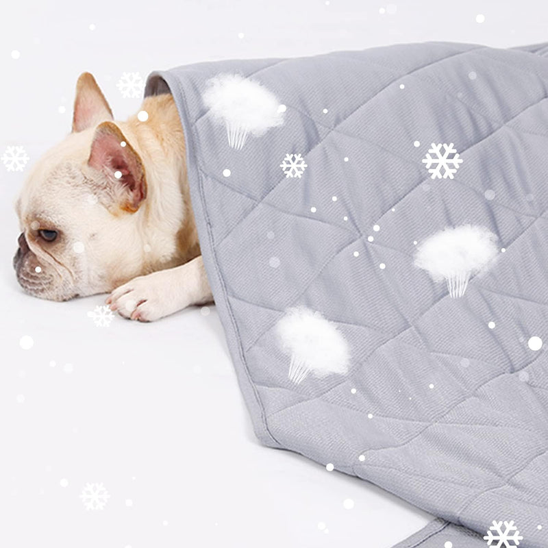 NACOCO Pet Summer Cooling Blanket 31.5" x 43.3" Double-sided availability Mat Dog Throw Puppy Self Cat Pad Bed Cover for Home Outdoor Sofa Sleeping Washable Portable Lightweight Small to Large(Grey,M) M: 31.5" x 37.4" Grey - PawsPlanet Australia