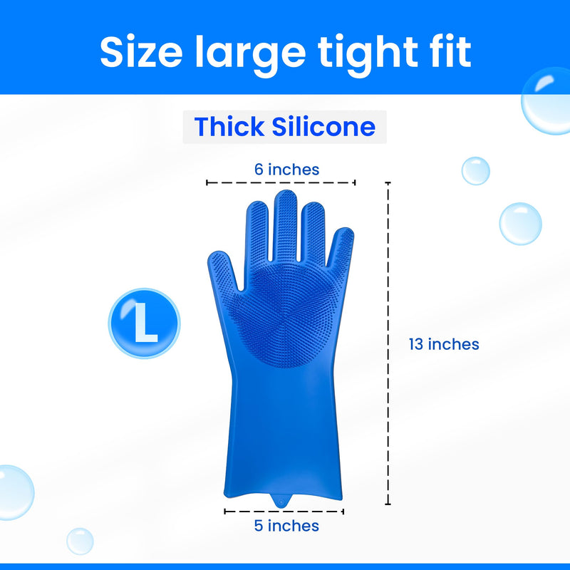 Pet Grooming Gloves for Dogs Silicone Dog bath Gloves with Soft Bristles, 5 finger design Grip Puppy & Cat washing Gloves for Grooming, massage, Scrubbing, Deshedding & Cleaning 1 pair Large Blue - PawsPlanet Australia