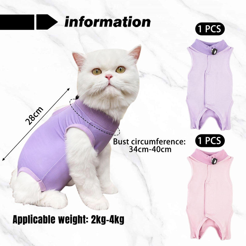 2 Pieces Post-Operative Clothing, Anti-Lick Pet Vest, Soft and Comfortable Clothing, Pet Supplies (Purple, Pink)