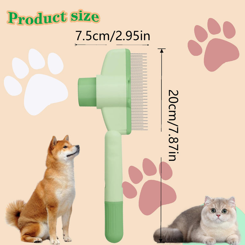 Cat Comb Dog Comb Pet Hair Removal Tool Flea for Cats and Dog Lice Cat Brush with Release Button Self-Cleaning with Long & Short Stainless Steel Metal Teeth for Shedding - PawsPlanet Australia