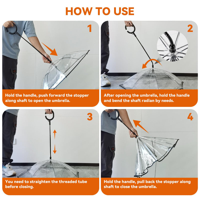 LESYPET Dog Umbrella for Small Dogs, Clear Puppy Umbrella with Adjustable Rope Leash for Rainy Walking, 27'' Diameter