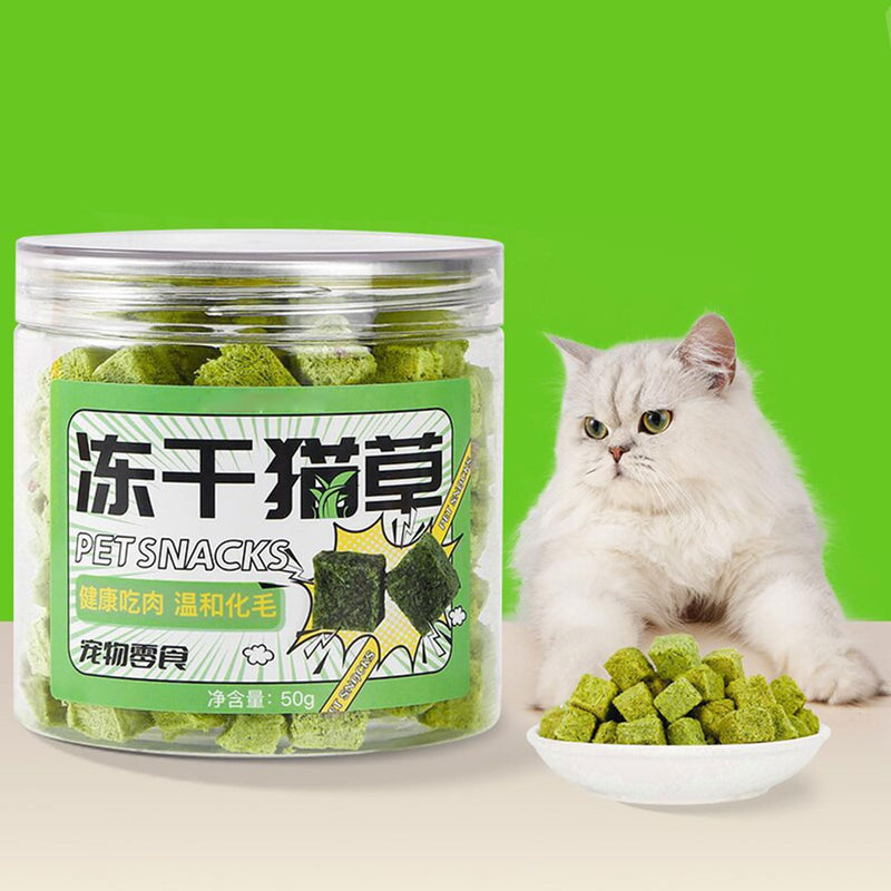 50g cat grass treats to help remove hairballs. Say goodbye to hairballs. Functional. Improve your teeth's dental health. Snacks