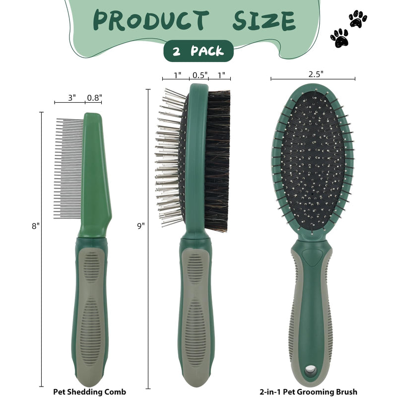 2PCS Pet Grooming and Deshedding Tools, 2-In-1 Double-Sided Cat Brush for Shedding and Bathing, Dogs & Cats Shedding Comb for Long and Short Haired Dogs Cats - PawsPlanet Australia