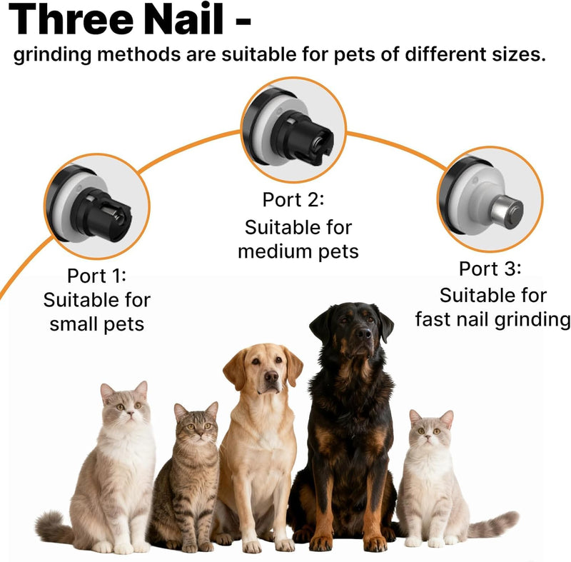 Silent Groom Pro Dog Nail Grinder -Professional Cat & Dog Nail Trimmers with light & 3 Speeds, Pet Nail Grinder Quiet and Painless Paws Grooming, Suitable for Small Medium Pets (2 Replacement Head) White - PawsPlanet Australia