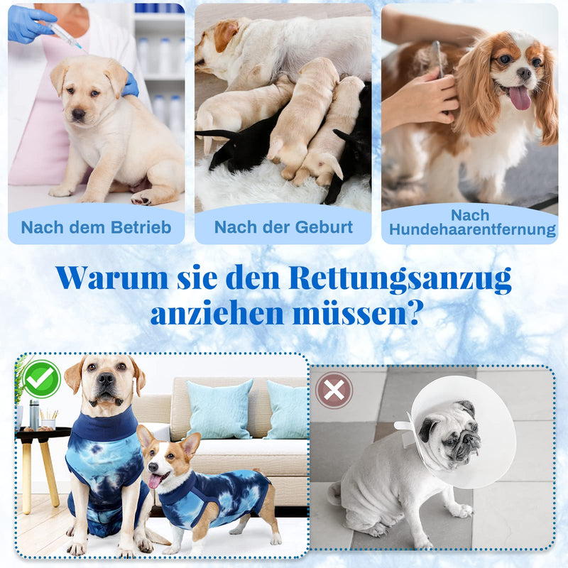 Dog Bodysuit After Surgery Dog Castration, Surgical Suit Dog Castration Dog, Dog Body Suit After Castration for Dogs Surgery Suit Pet Shirts (Bandages -Dyed Blue, S)