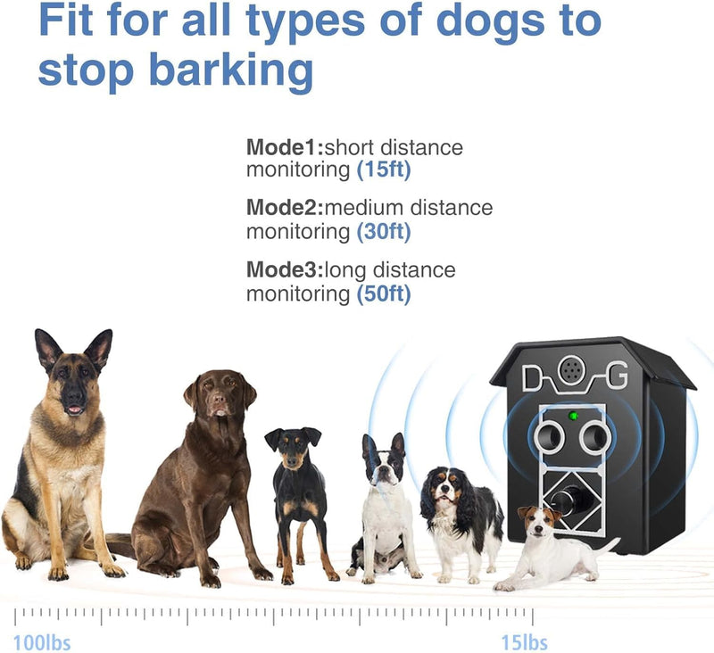 Anti Barking Device, 3 Adjustable Frequency Ultrasonic Dog Barking Deterrent Devices Pet Gentle Anti Barking Device Sonic Bark Control Device Stop Dog Barking Device Indoor Outdoor for Dogs Anti Bark Black-XT006