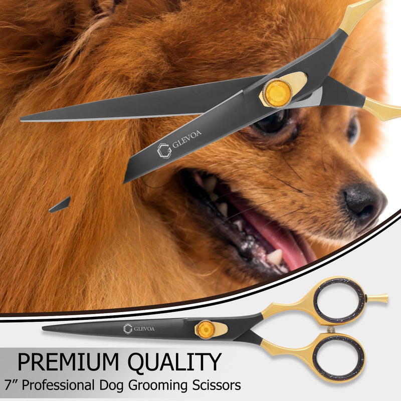 Dog Grooming Scissor-7”Straight Dog Shears for Grooming,Stainless Steel Ergonomic Dog Scissor for Grooming, Sharp Blades Designed for Professional Pet Groomers or Family DIY Use with Adjustable Screw Straight Scissor - PawsPlanet Australia