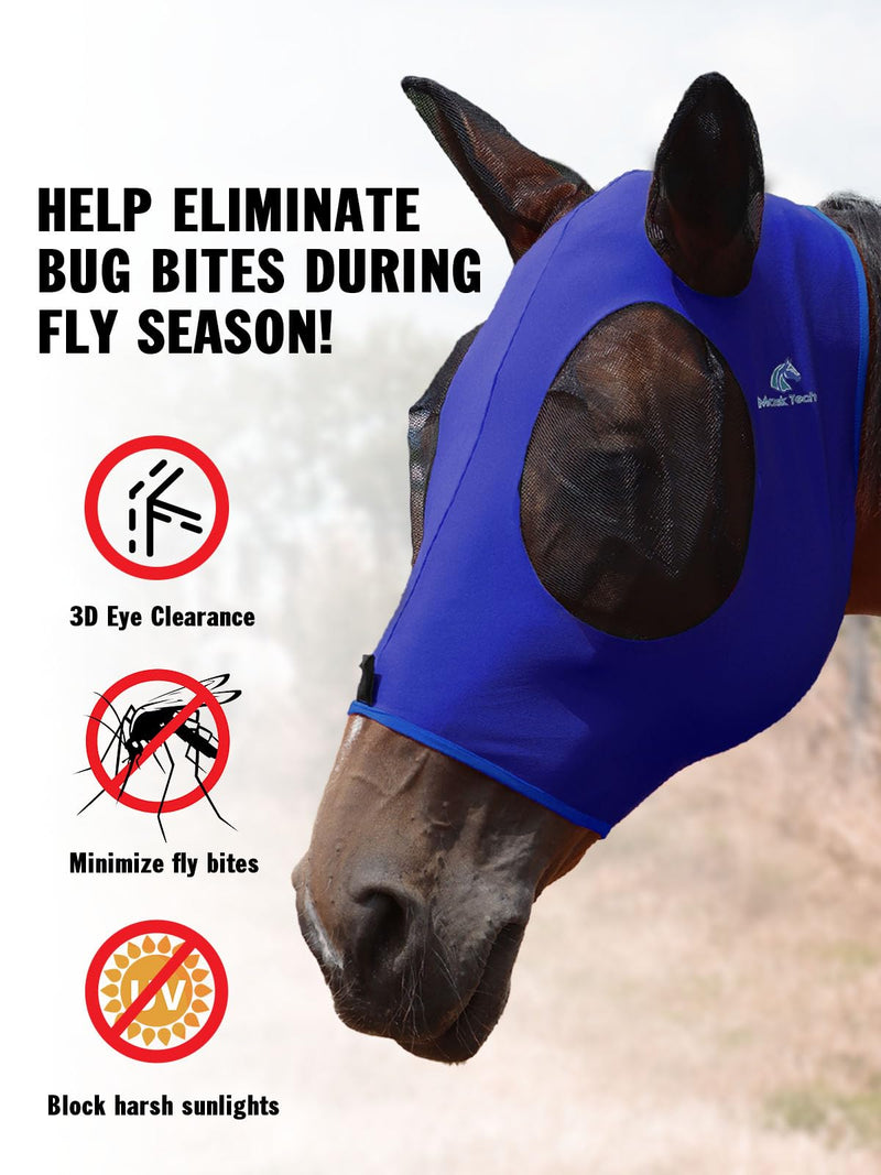 Mask Tech 5 Pieces Horse Fly Masks with Ears, Stretchy Elastic Mesh Fly Masks, 3D Eye Clearance, UV Protection-Large,Combo 23 Large Combo 23