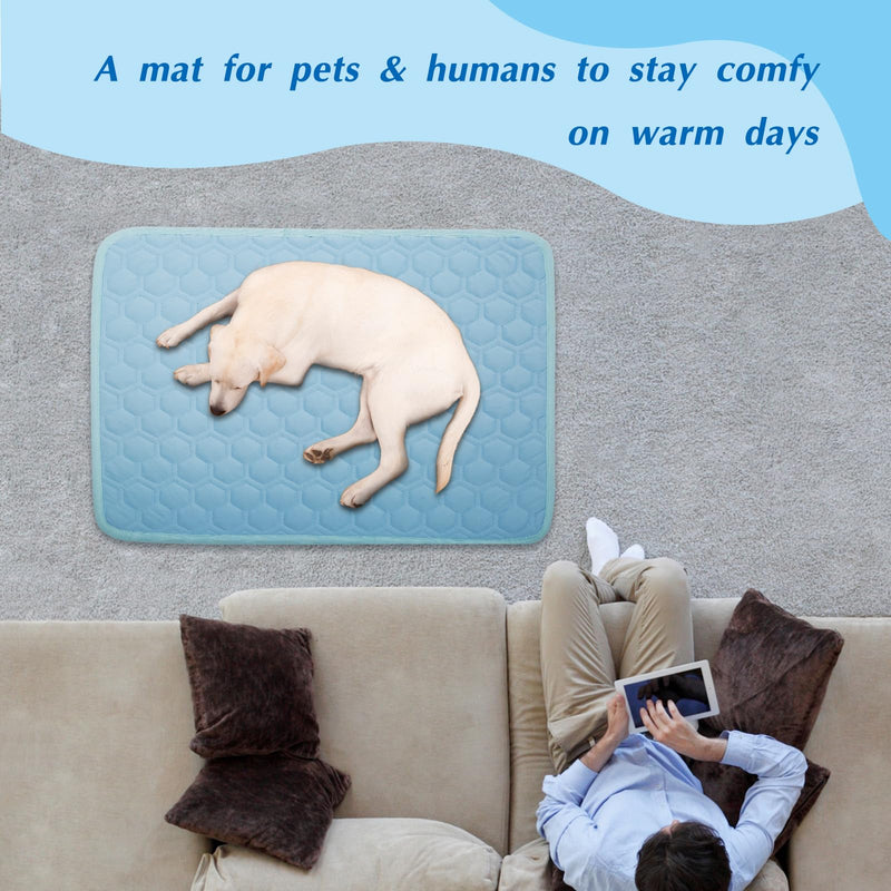 Mannice Premium Cooling Mat for Dogs Non-Slip Self-Cooling Pad for Dogs Pet Cat Indoor Portable Kennel Puppy Bed for Summer Crate Pad for Dog Washable Light Blue 20x30 inch - PawsPlanet Australia