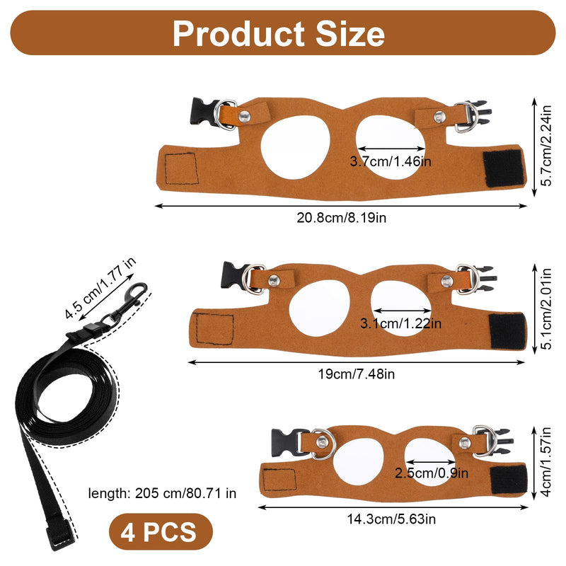Bearded Dragon Leash and Harness Set - Adjustable Soft Leather Lizard Leash for Reptile, Squirrel, Rat, Small Animal Walking Vest (Brown, 3 Sizes) - PawsPlanet Australia