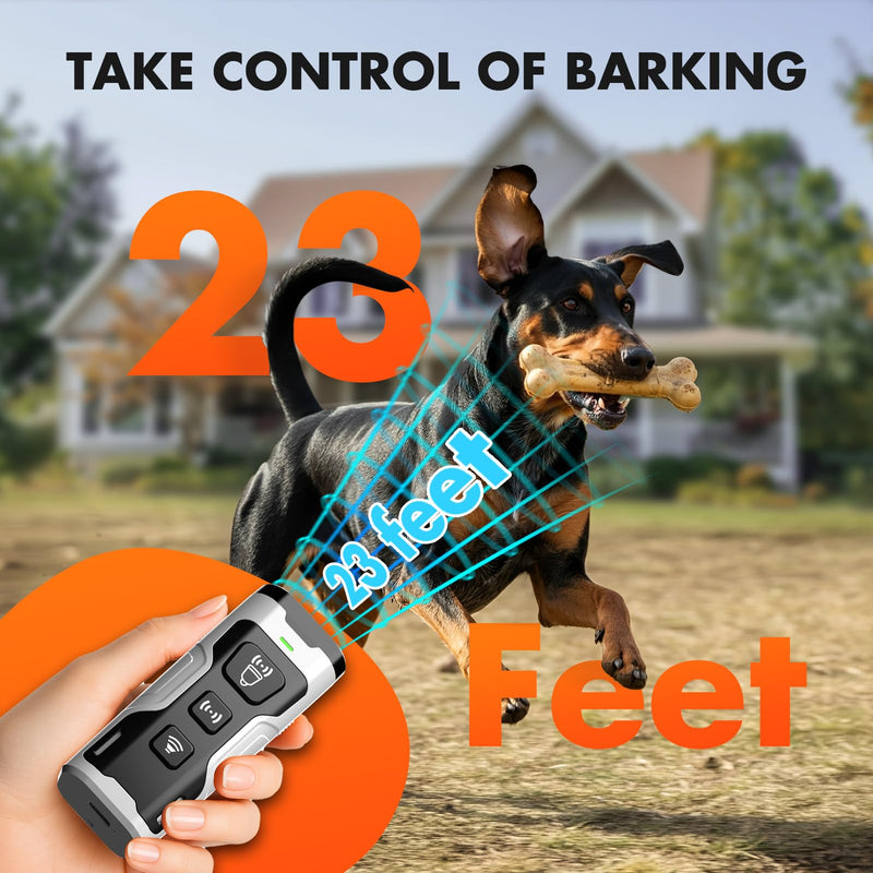 Dog Bark Deterrent Device, 3X Ultrasonic Anti Barking, 6 Training Modes 23 FT Range Barks No More Indoors Outdoors Behavior Correct Safe & Humane Rechargeable Compact Bark Control for Dogs Silver
