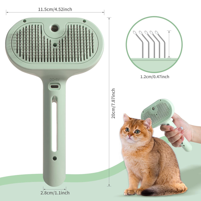 Spray Cat Brush for Shedding, Remove Static Flying Hair Pet Grooming Brush Self Cleaning Dog Brush Suitable for Long and Short Hair Dogs and Cats To Remove Tangled and Loose Hair (Green) Green - PawsPlanet Australia