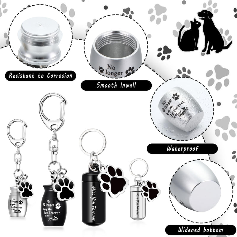 Kigeli 4 Pcs Pet Ashes Keepsake Keychain for Dog Pet Ashes Urn with 4 Pcs Filling Tools Memorial Cylinder Small Pet Ashes Keepsake Cat Cremation Jewelry Pend Paw Print Urn Pendant 2 - PawsPlanet Australia