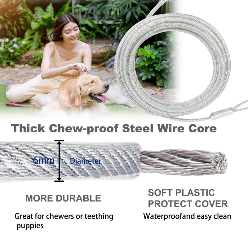 Darkyazi Dog Stake Tie Out Cable and Reflective Stake 16 ft Outdoor, Yard and Camping, for Medium to Large Dogs Up to 125 lbs (16ft Cable, 18" Stake, Silver) 16ft cable, 18" stake - PawsPlanet Australia