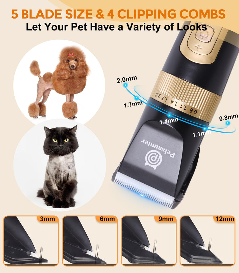 Dog Clippers for Grooming, 4-Speed & LCD, Low Noise Electric Dog Trimmer for Grooming, Cordless Rechargeable Dog Hair Clippers, Super Quiet for Dogs & Pets with Thick or Heavy Coats(C95) C95 - PawsPlanet Australia