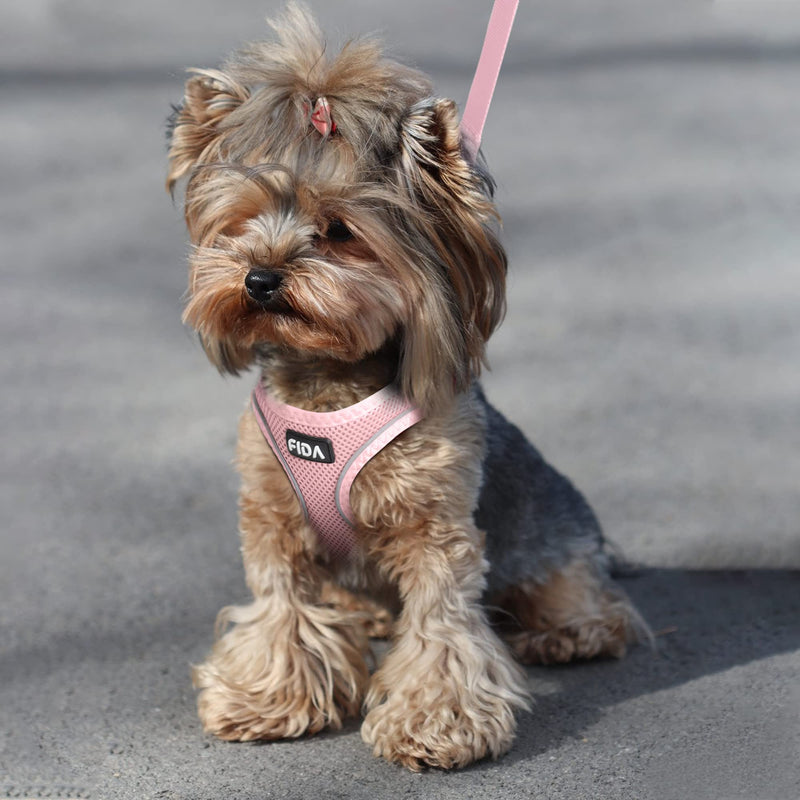 Fida Cat Harness and Leash Set for Walking Kitten and Puppy, Escape Proof Kitten Harness with Breathable Lightweight Soft Mesh, Adjustable Reflective Step-in Design. (XXXS, Pink) XXXS (Neck:10.2"-11.4"; Girth:11.4"-12.6") - PawsPlanet Australia