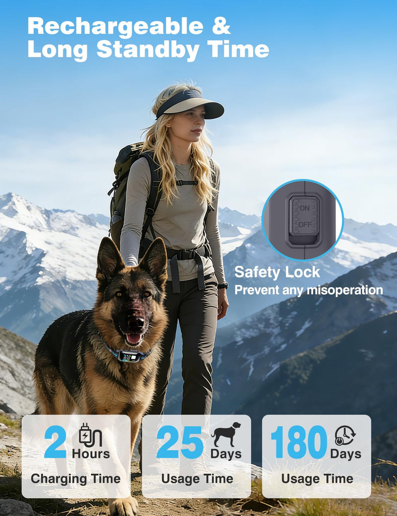 2-in-1 Dog Shock & Bark Collar Combo - New Updated Automatic Bark Collar & 3300Ft Remote Training Collar with 3 Training Modes for 7-120lbs Small Medium Large Dogs, IPX7 Waterproof E-Collar Grey - PawsPlanet Australia