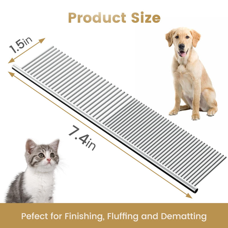Generic Cat and Dog Grooming Comb, Stainless Steel, Removes Hair and Fleas, Silver