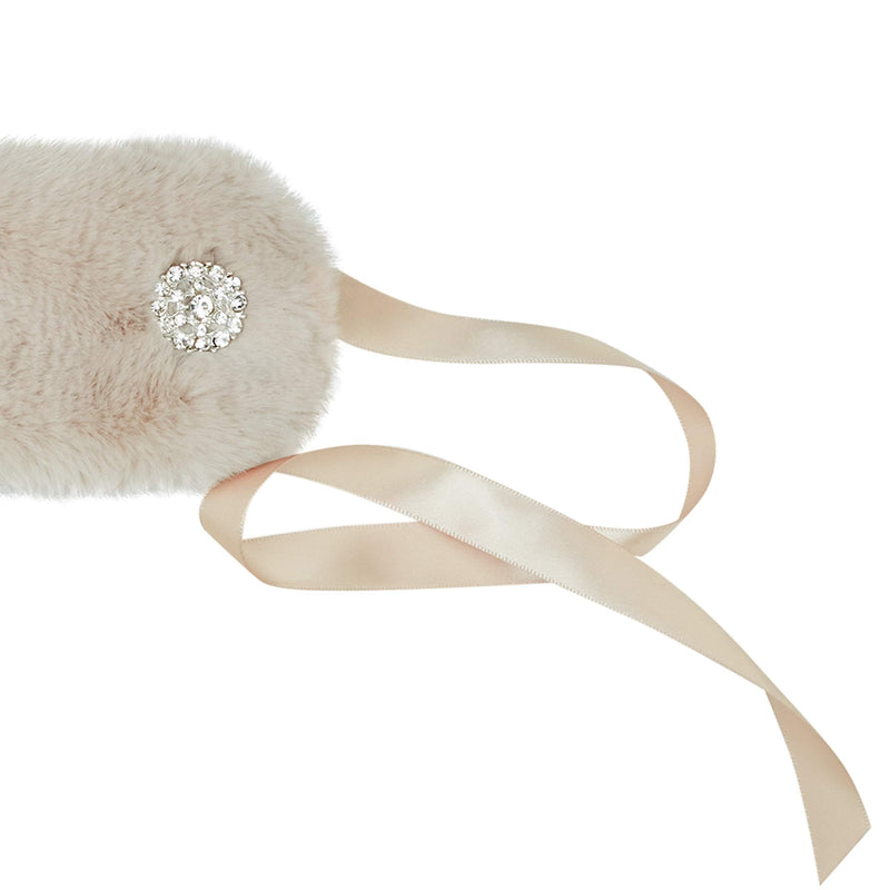 Blueberry Pet Soft & Comfy Peachy Beige Faux Fur Dog Scarf with Princess-Like Diamonds, Medium Medium (Pack of 1)