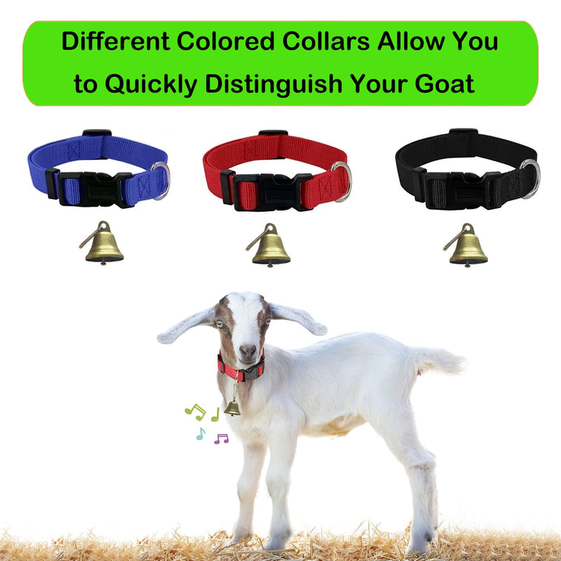 3 Pack Goat Collar with Bell, Sheep Collars with Bell, Grazing Copper Bells and Adjustable Nylon Collar Set for Small Farm Animal Sheep Cow Pet Goat Accessories 3 Pack - PawsPlanet Australia
