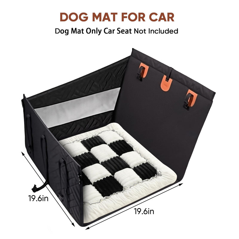 Dog Car Seat Cushion for Carriers & Crates, Pet Travel Mat with Non-Slip Backing, Soft PP Cotton Filled Dog Bed for Car Seats, Hard & Soft Carriers, Pet Crates, Machine Washable (19.6"x19.6") Black&White Medium - PawsPlanet Australia