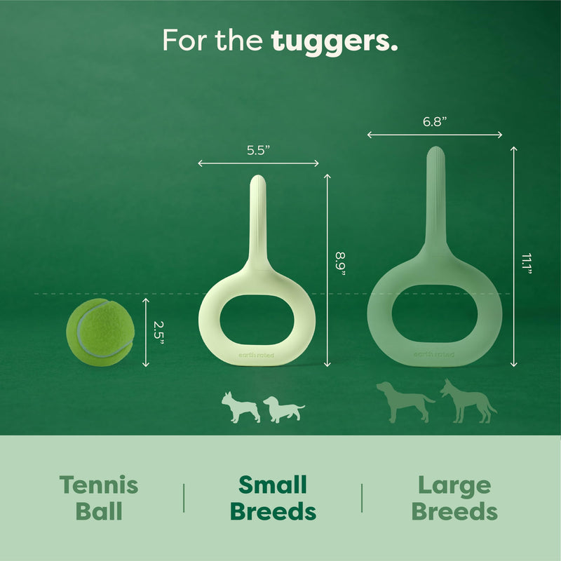 Earth Rated Tug of War Dog Toy, Interactive Pull Toy for Adult and Puppy Dogs, Ergonomic Grip, Natural Rubber, Small, Green - PawsPlanet Australia