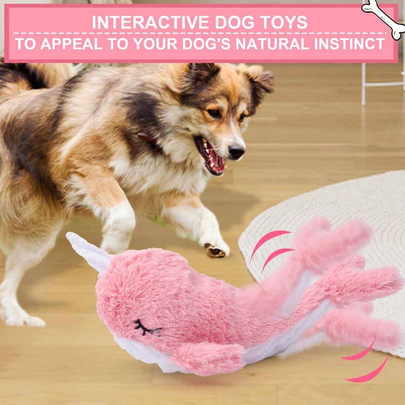 BABORUI Interactive Dog Toys Whale, Floppy Squeaky Dog Toys, Rechargeable Moving Dog Chew Toys for Small/Medium/Large Dogs/Puppy to Keep Them Busy (Pink) - PawsPlanet Australia