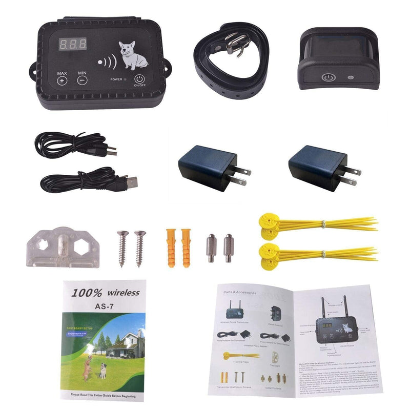Plkm Dog Wireless Fence Pet Electric Container System, No Randomly Correction Safe Harmless Dog Fence, Adjustable Control Range, Waterproof Rechargeable Dog Fence Collar Receiver For 1 Dog Black