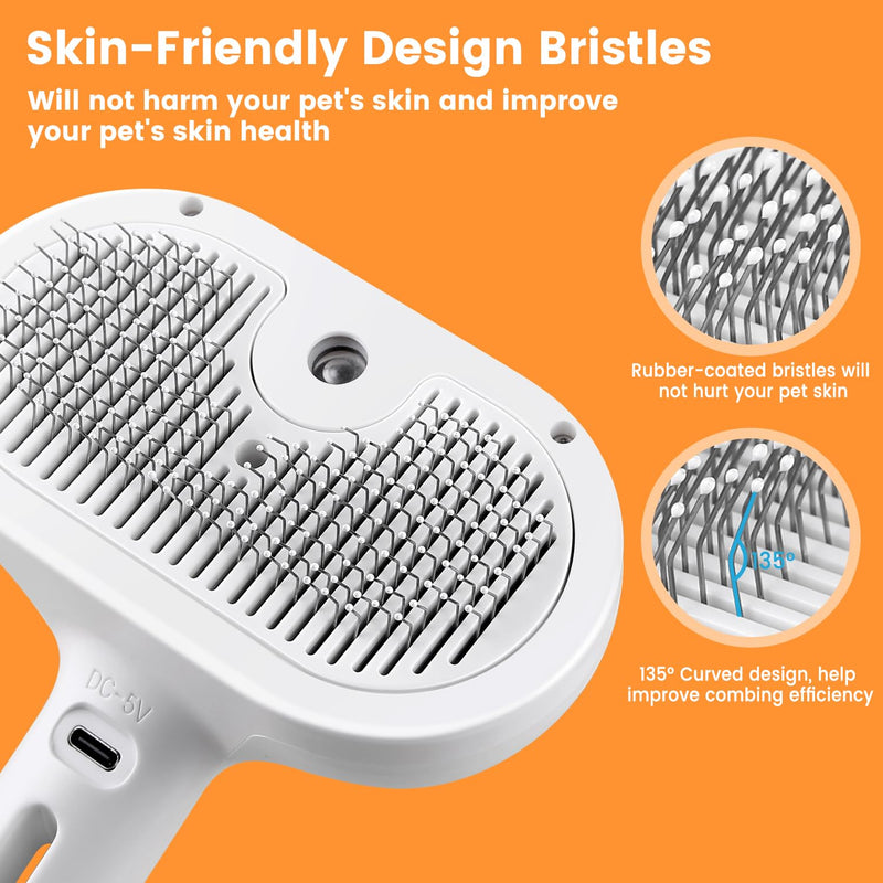 Cat Steam Brush for Shedding, Steamy Cat Brush for Long & Short Haired Cats & Dogs, Spray Cat Brush for Pet Grooming, Self-Cleaning Pet Hair Removal Comb with Water Tank - PawsPlanet Australia