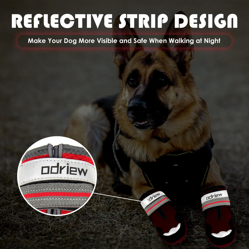 Dog Shoes Large Size Dogs, Medium Dog Booties-Dog Boots & Paw Protectors, 4PCS Shoes for Dogs with Reflective Strip, Anti-Slip Sole for Hot Pavement, Rain, Snow Walking, Hiking. (Reds, 5) Reds - PawsPlanet Australia