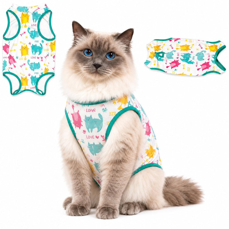 Cat Recovery Suit Surgical Onesie - Post Surgery - Soft Breathable Fabric - No-Cord Design - Protects Wounds and Skin After Spay or Neuter - Male and Female Cats | XX-Large