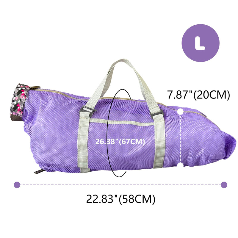 Cinf Cat Bathing Bag(Free Muzzle) Breathable Mesh Anti Scratch Adjustable Cat Grooming Bag for Nail Trimming, Bathing Soft Cat Washing Bag(Taro) L L-Drama Cat Taro