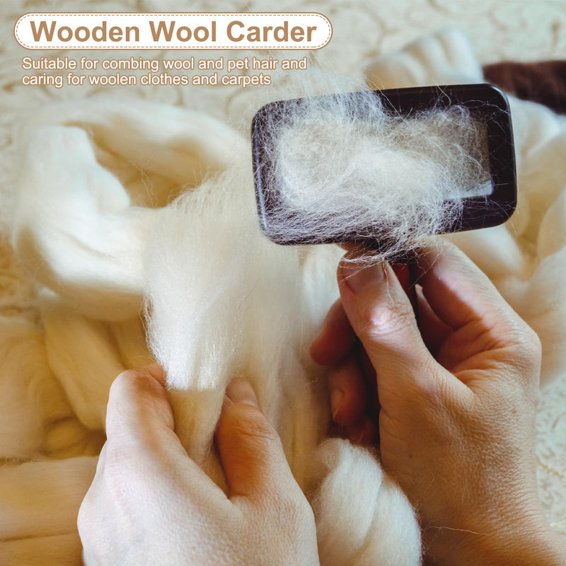 sourcing map 2 Pcs Wool Carder, Hand Carding Brush 2 Medium Wooden Pet Grooming Tool for Needle Felting Pet Grooming Weaving Craft Supplies, Black, Wood Color - PawsPlanet Australia
