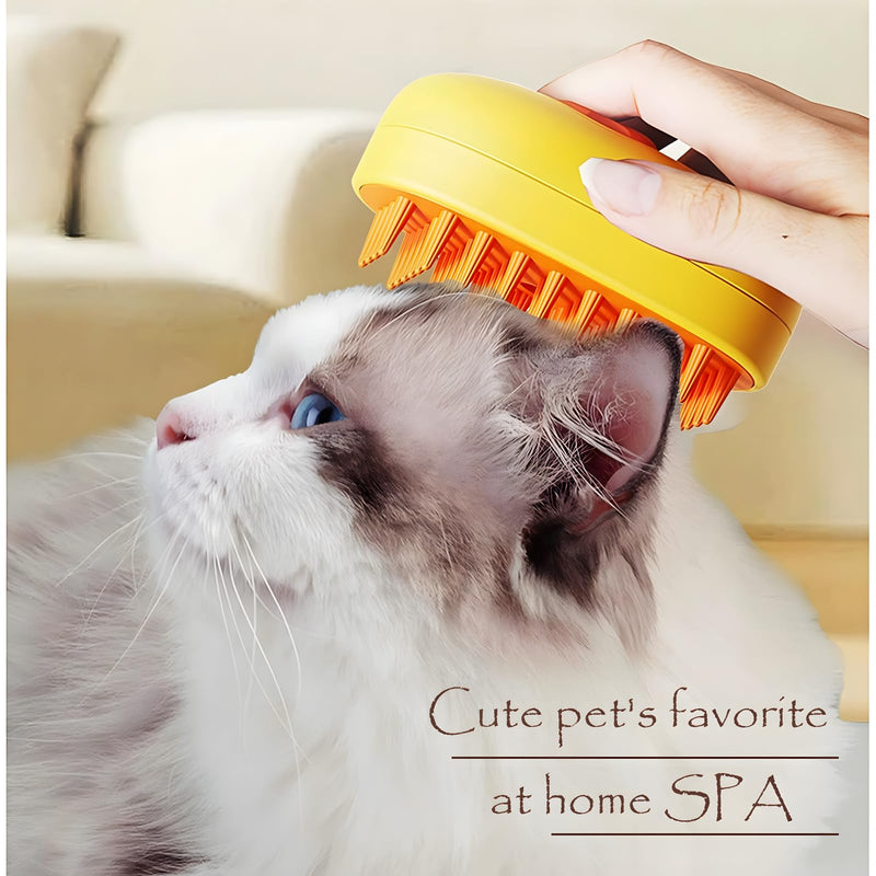 Cat Steam Brush,3 In 1 Steamy Pet Brush with Release Button and Tank,Pet Spa Brush for Dogs Cats,Self Cleaning Steam Cat Brush for Removing Tangled and Loose Hair (white) white - PawsPlanet Australia