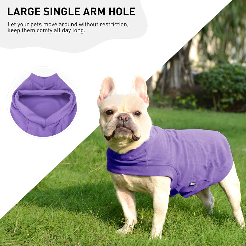 Soft Fleece Dog Sweatshirt - Warm Dog Sweaters for Small Medium Dogs Cats Cold Weather - Cat Sweater Pullover Stretchy Hoodie Easy On - Comfortable Dog Winter Clothes Pet Sweaters Vest for Doggie Purple L - PawsPlanet Australia