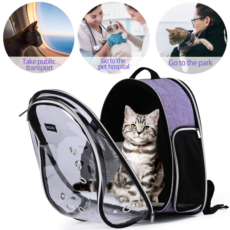 BAGLHER Cat Carrier Backpack Bubble - Fit Up to 18 Lbs - Airline-Approved Dog Backpack Carrier for Small Pets Puppies Dogs Bunny, Space Capsule Dog Carrier Backpack for Travel Outdoor Hiking, Purple - PawsPlanet Australia