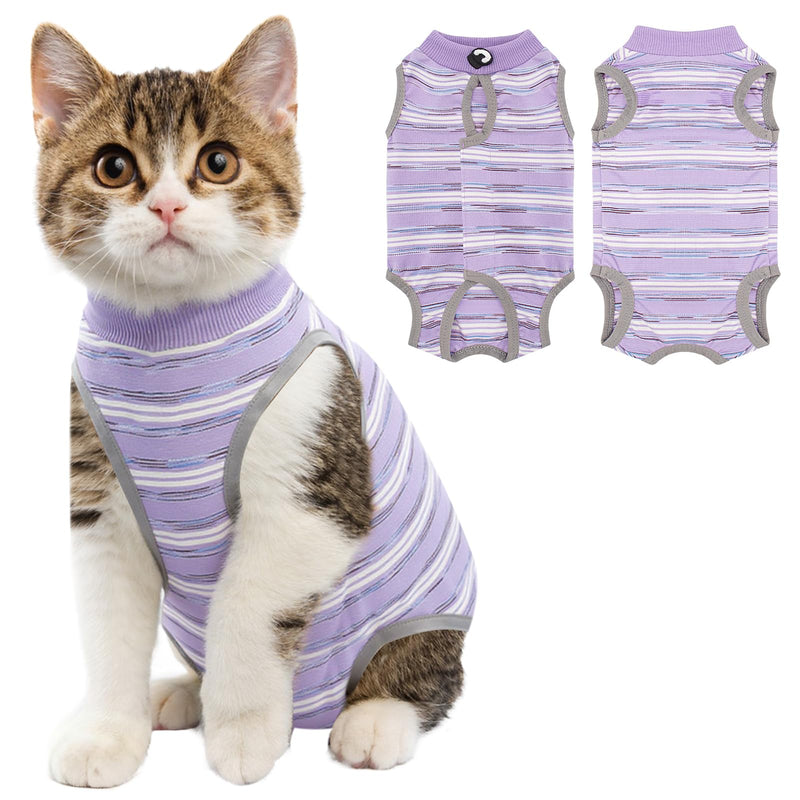 Coppthinktu Cat Recovery Suit Female, Cat Surgery Recovery Suit Cats Onesie for Cats After Surgery for Surgical Abdominal Wound Skin Diseases, Soft E-Collar Alternative Kitten Spay Suit Anti Licking Purple Medium