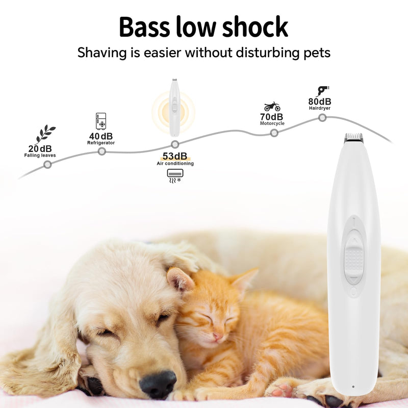 ahansi Dog Clippers for Grooming, Low Noise Cordless Dog Paw Trimmer, Rechargeable Small Pet Hair Trimmer for Grooming (White) White - PawsPlanet Australia