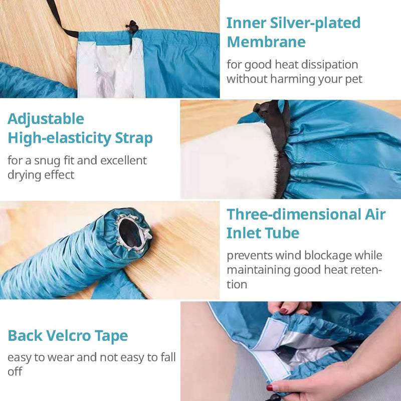 MANON ROSA Dog Drying Bag Hands Free Quick Drying Pet Grooming Tool for Small Medium Large Puff Fluff Dogs & Cats, 360 Degree Shower Bath Hair Dryer Suit (X-Large) X-Large - PawsPlanet Australia