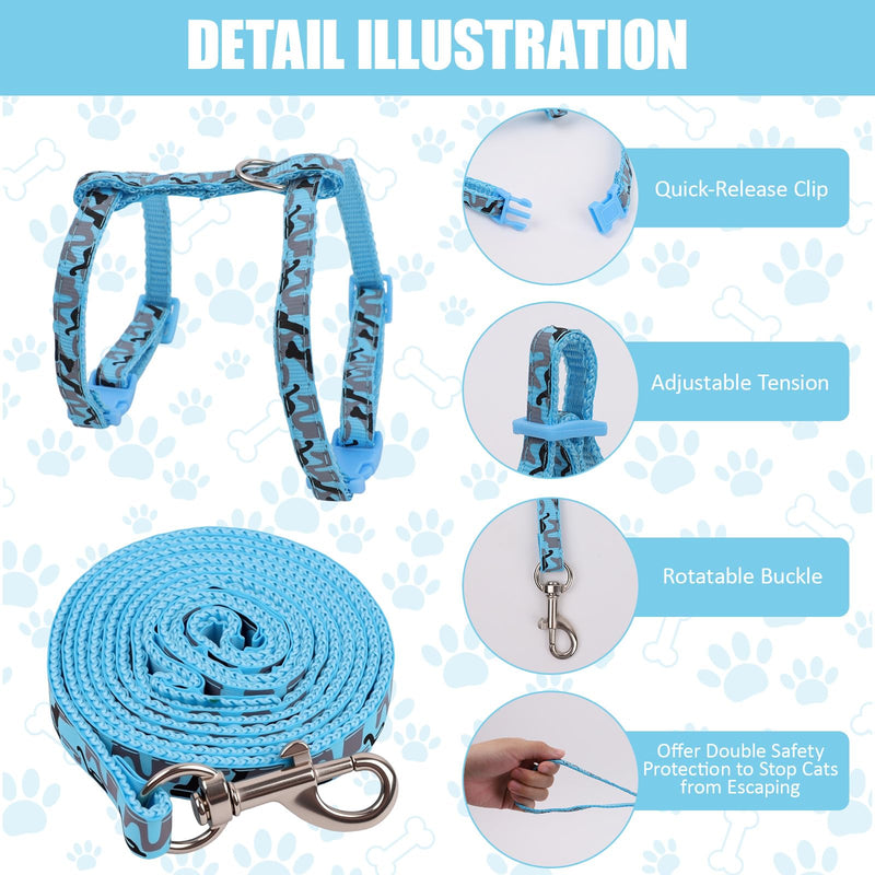 3PCS Cat Leash and Harness Set, Lightweight Cat Harness, Adjustable Escape Proof Kitten Walking Collar - PawsPlanet Australia