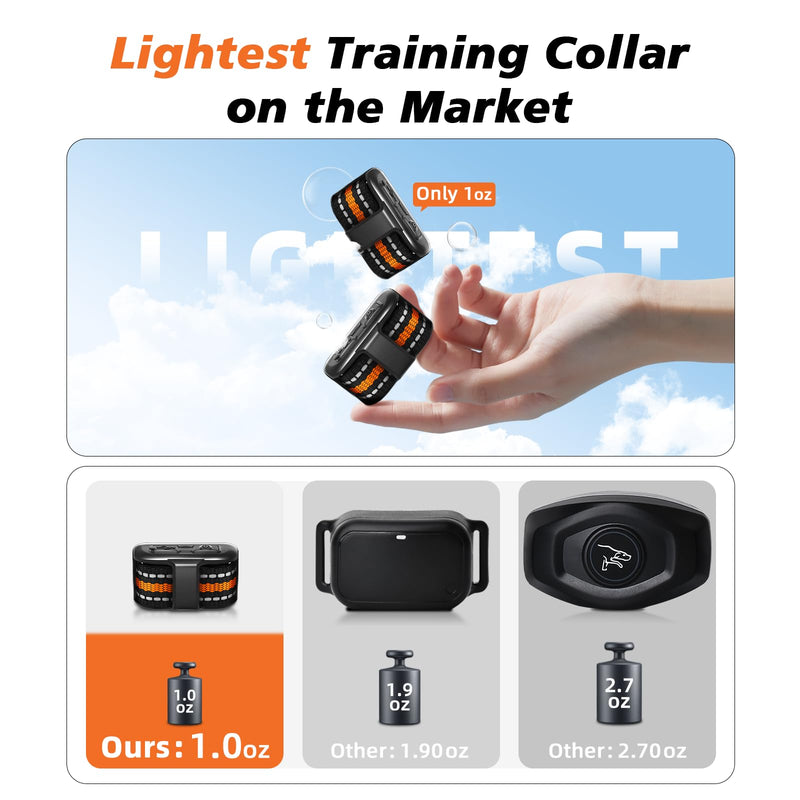 Tiniest Dog Shock Collar, Lightest Dog Training Collar with Remote for Small Dogs 5-15lbs & Medium Large Dogs/Puppies, Waterproof, Rechargeable, 1300ft Range (Orange&Ultra Tiny) Orange Ultra Tiny - PawsPlanet Australia