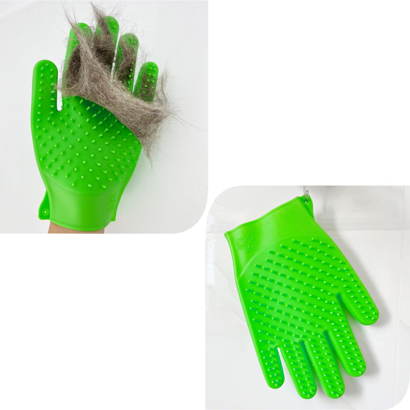 Pet Grooming Bathing Gloves Dog Bath Glove Brush Cat Loose Hair Removal Mitten with Double-Sided Silicone Tips Gentle Massaging and Deshedding Tool for Long and Short Haired Pets - 2 Pack - PawsPlanet Australia