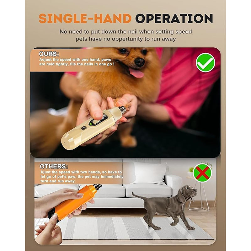 Dog Nail Grinder with Dust Collector, 7-Speed Powerful Nail Trimmer for Dogs, Cats & Large Pets, Features LED Light & Single-Hand Control, Quiet & Rechargeable (7-Speed with Dust-Collect)